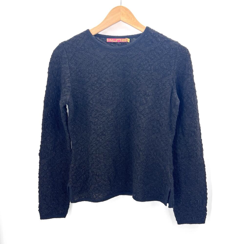 Kuna Black Textured 100% Baby Alpaca Crewneck Sweater Womens Size XS